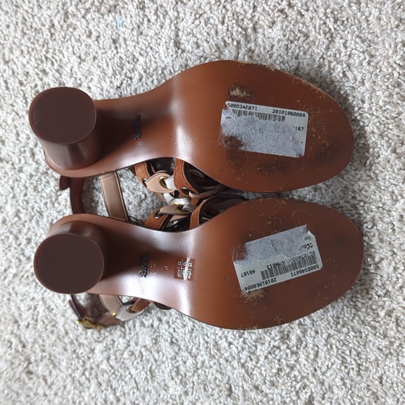 Coach Mid Heel Sandal With Coach Link Size 6 - Picture 3 of 5